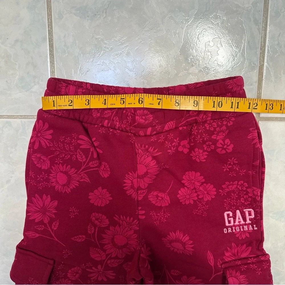 NWT GAP Youth Red Floral Fleece Hoodie and Cargo Pant Set Size Small
